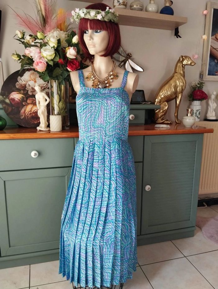 💐 Ensemble Vintage Robe & Boléro Plissés T40/42💐 - photo numéro 2