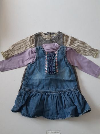 Lot  2  robes + sous pull et tee shirt ML  en 12 mois = 3 euros les 2