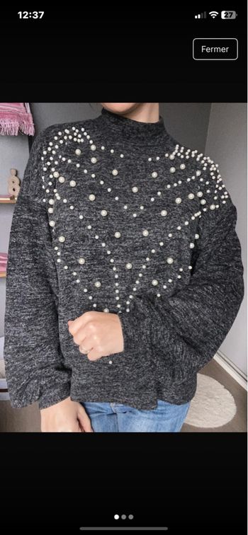 Pull gris à perle stradivarius taille m