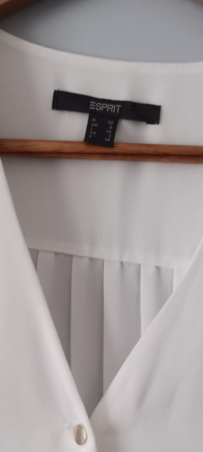 Chemise Blouse blanche à boutons "Esprit" Taille 34 - photo numéro 3