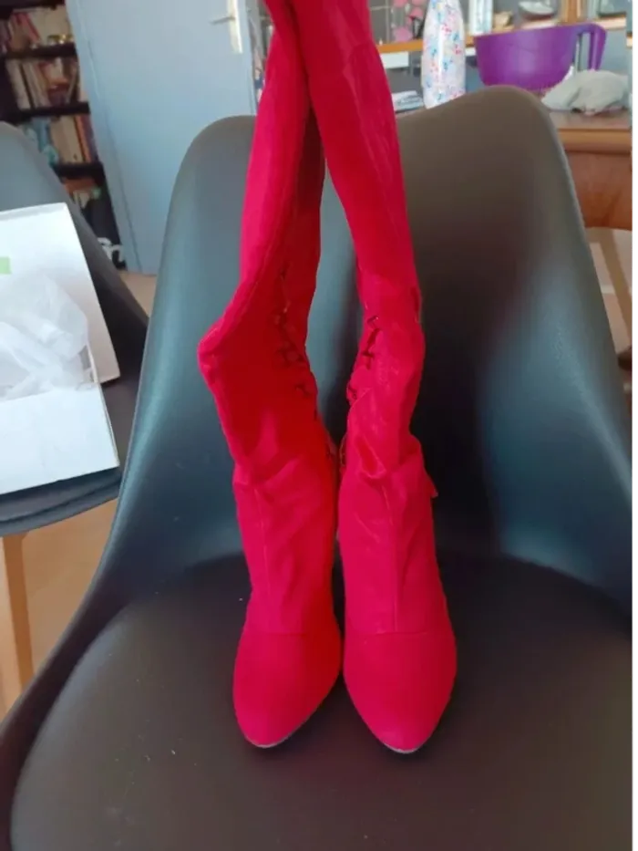 Bottes cuissardes rouge 37 - photo numéro 6