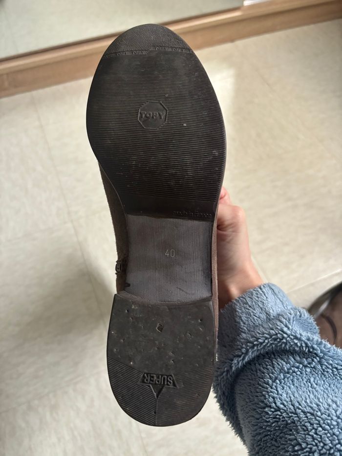 Bottes cavalière en daim vintage petit prix doublé cuir marron taille 40 - Topy - photo numéro 7