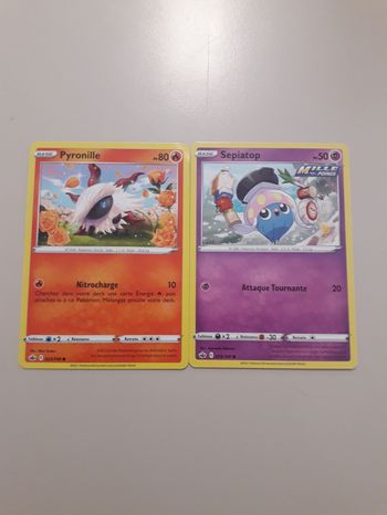 Pyronille + Sepiatop lot de 2 cartes Pokémon neuves