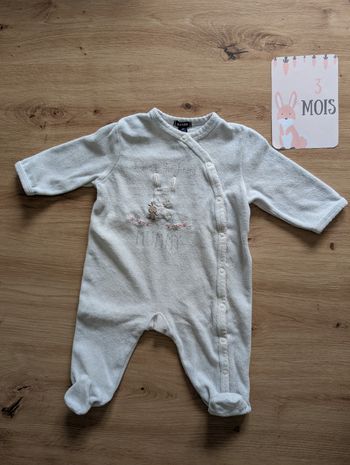 Pyjama grenouillère gris, 3 mois, Kiabi