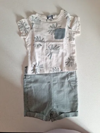 Ensemble salopette short + tshirt