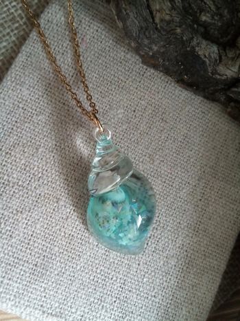 Collier coq'uillage turquoise