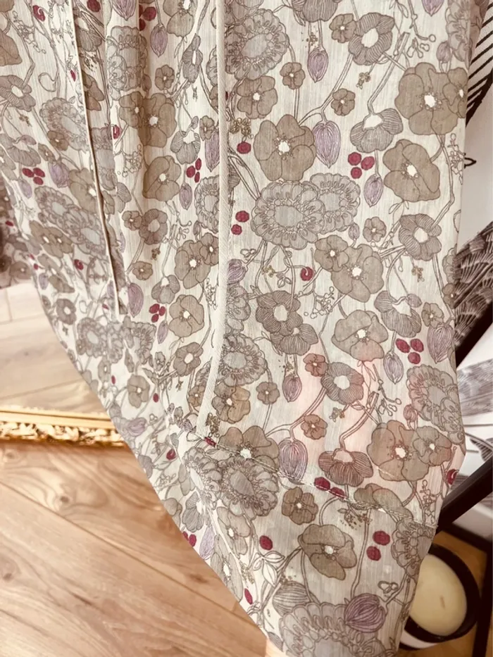 Taille S ~ 36 blouse manches 3/4 femme beige et violet 🌺 - photo numéro 4