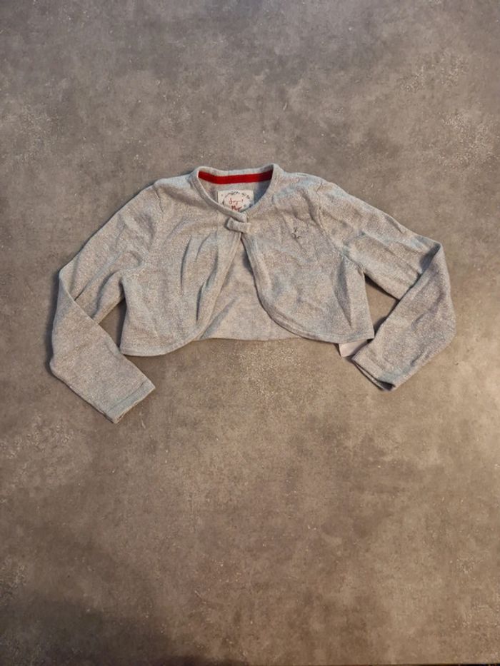 Gilet boléro court fille gris pailleté T3ans TBE sergent major
