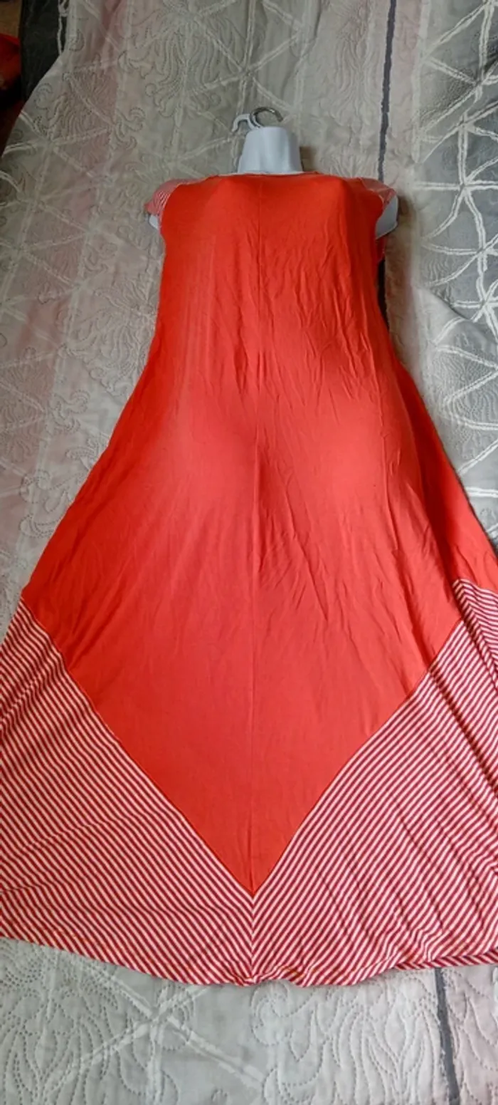 Robe très longue débardeur fluide avec rayures corail femme Xl - photo numéro 10