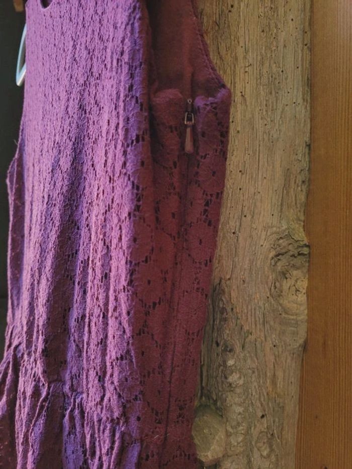IKKS robe en dentelle bordeaux, XS 12/14 ans, sans manches - photo numéro 8