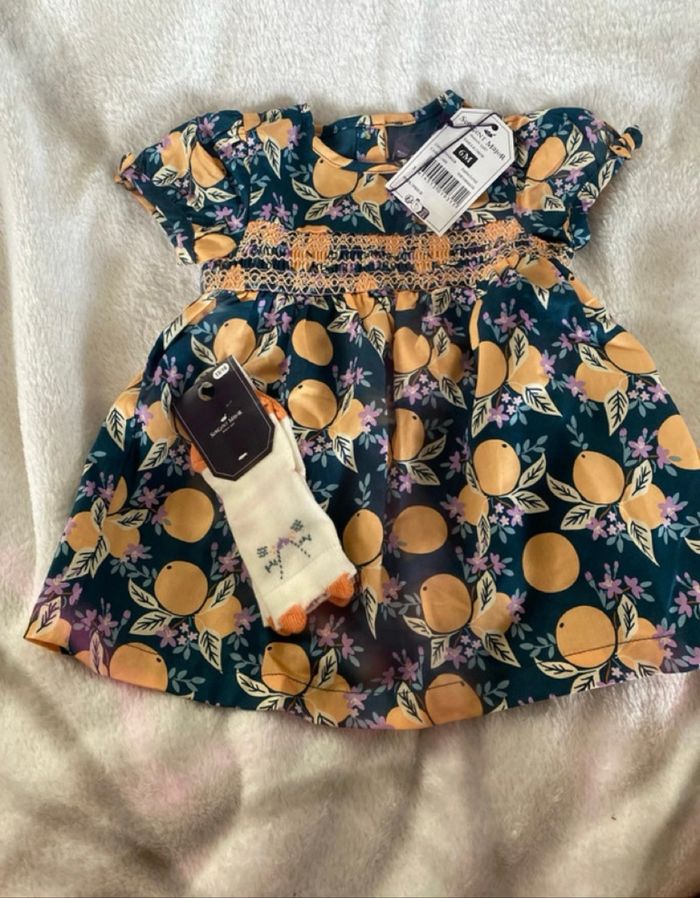 Robe Sergent Major NEUVE 6 mois + culotte assortie + chaussettes