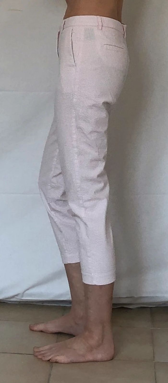 Pantalon stretch sept huitième rayures roses Benetton taille 34 neuf - photo numéro 13