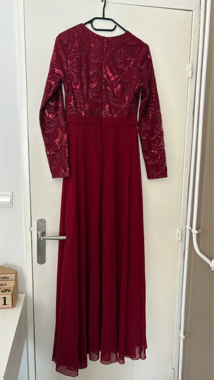 Robe de soirée rouge bordeaux taille M femme - photo numéro 3