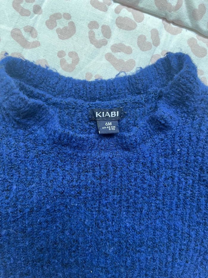 Pull bébé Kiabi bleu électrique 6 mois - photo numéro 2