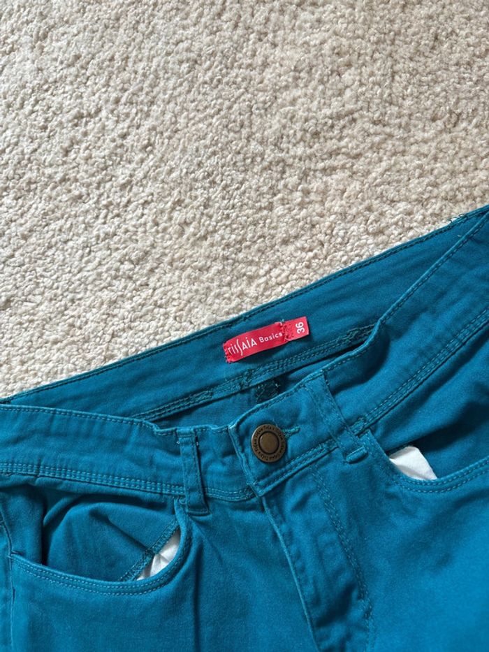 Jean skinny bleu vert canard - photo numéro 2