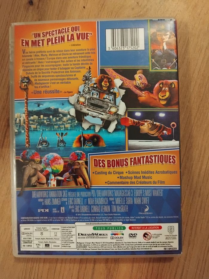 Dvd Madagascar 3 - photo numéro 2
