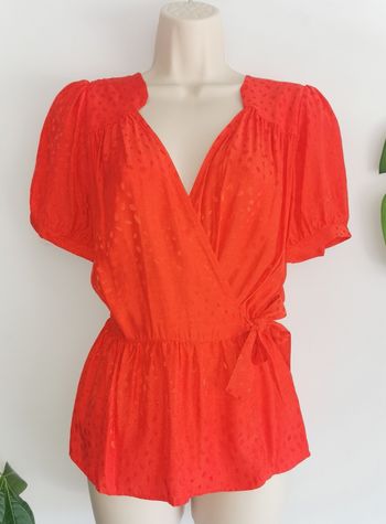 Blouse orange, chemisier à nouer Naf Naf Taille 34