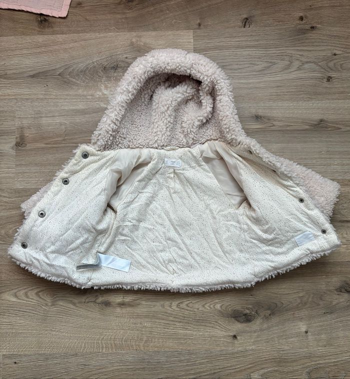 Manteau  Sherpa crème bébé fille Mango 9-12 mois - photo numéro 4