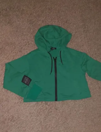 Sweat capuche enfant, coton, vert, OVKS