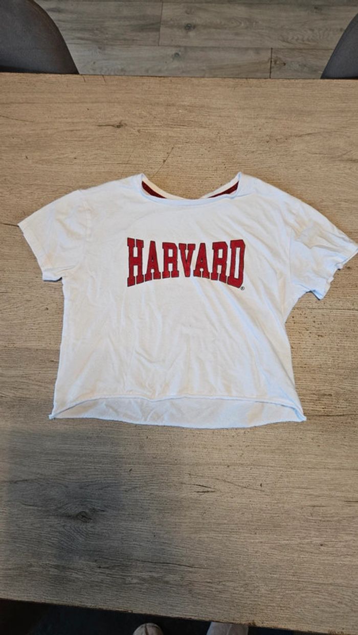 Croc top large, blanc, à manches courtes, Harvard University, taille 12 ans, nickel - photo numéro 2
