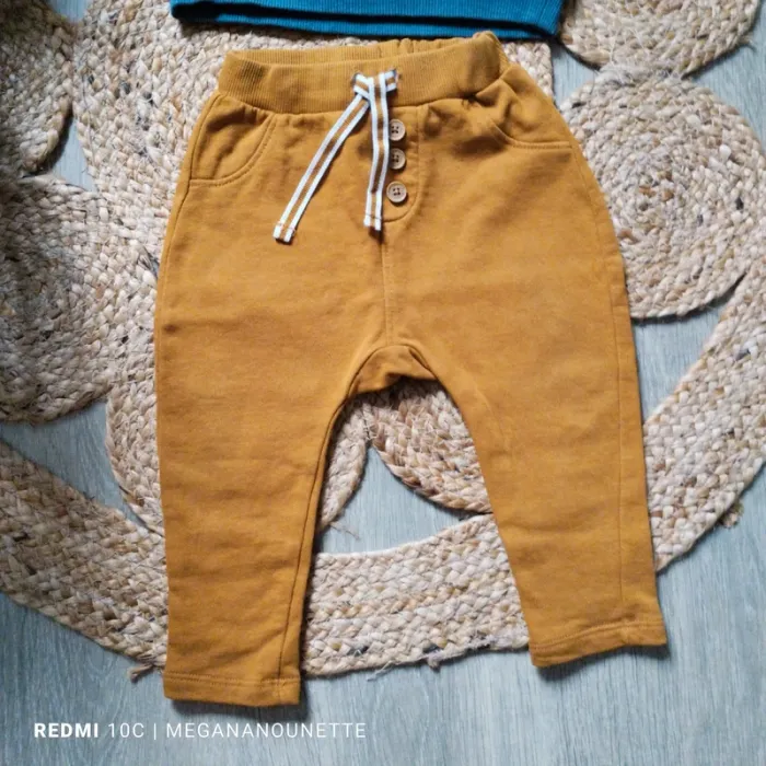 🌿 Ensemble Bébé 12 Mois – Tape à l’œil (TAO) 🧡 Jungle Tropicale & Jogging Moutarde – Parfait État - photo numéro 3
