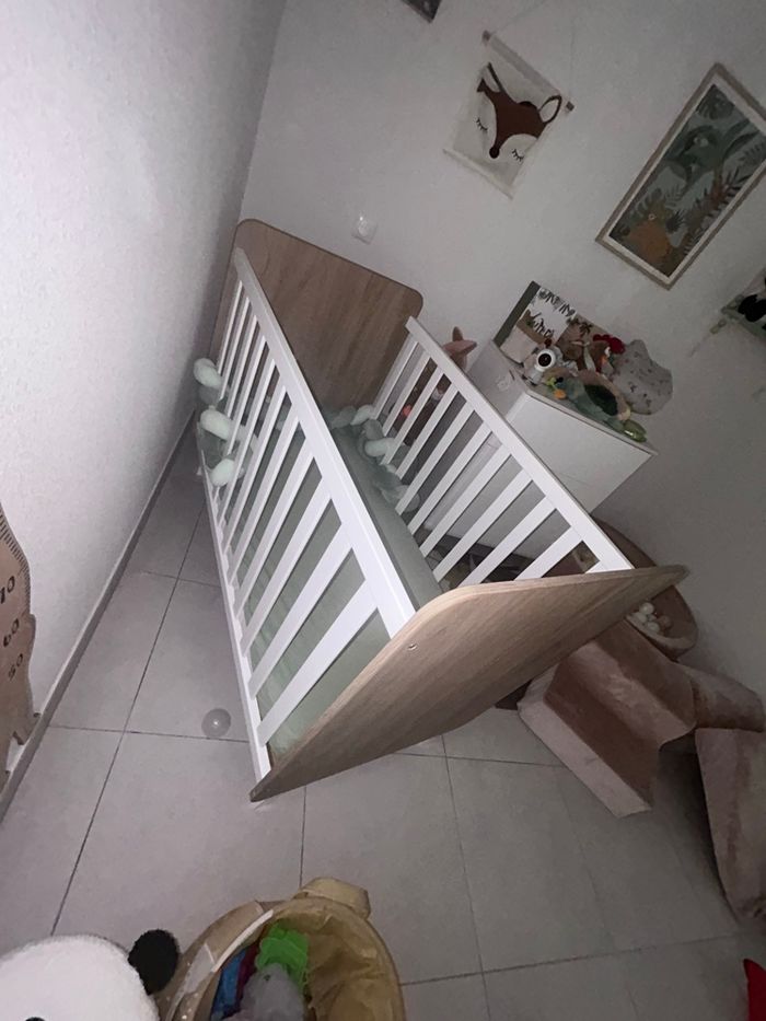 Lit bébé à barreaux en bois Noah 60x120 cm - photo numéro 5