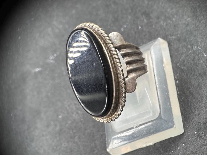 Bague agate noire, homme, femme - photo numéro 5