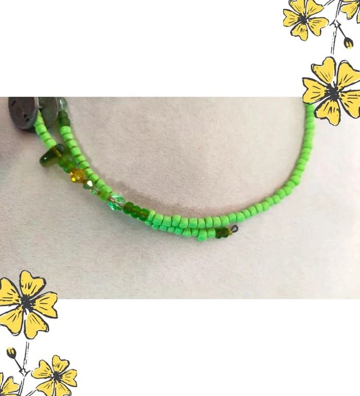 Collier double rang perles vertes & perles de verre – Collection Émeraude Urbaine - photo numéro 5