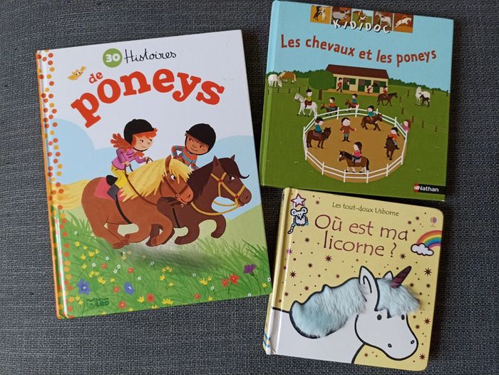 Lot de 3 ou est ma licorne ?+30 histoires de poneys+Kididoc les chevaux et les poneys