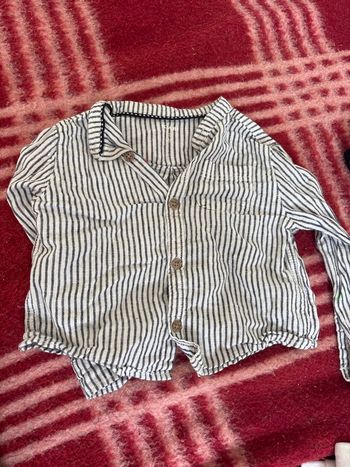 Chemise Garçon Catimini - Taille 5 Ans - Manches Longues - Coton - Bleu Clair Et Foncé