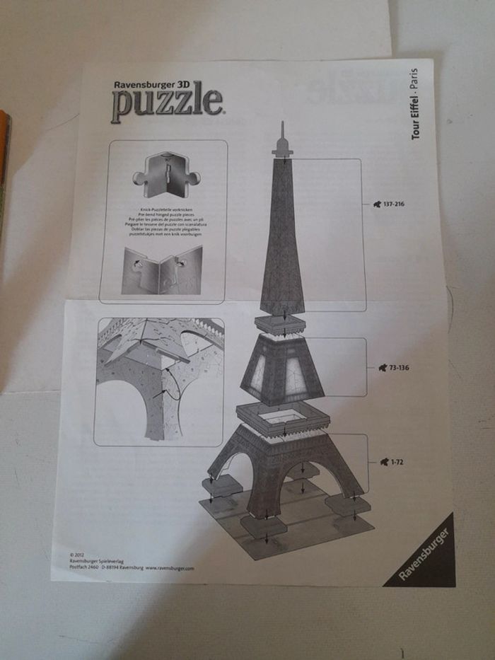 Ravensburger puzzle 3d tour eiffel - photo numéro 4