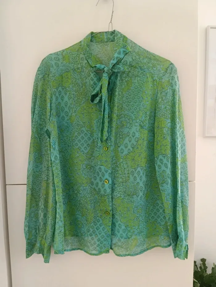 Chemise verte voile vintage handmade - photo numéro 7