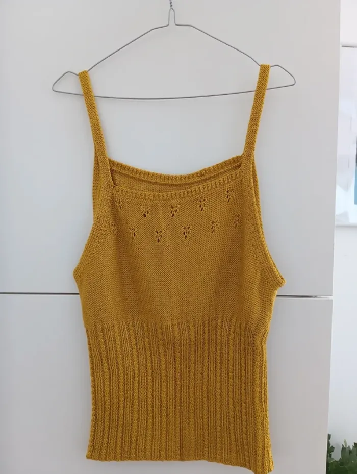 Top débardeur en tricot moutarde vintage - photo numéro 4