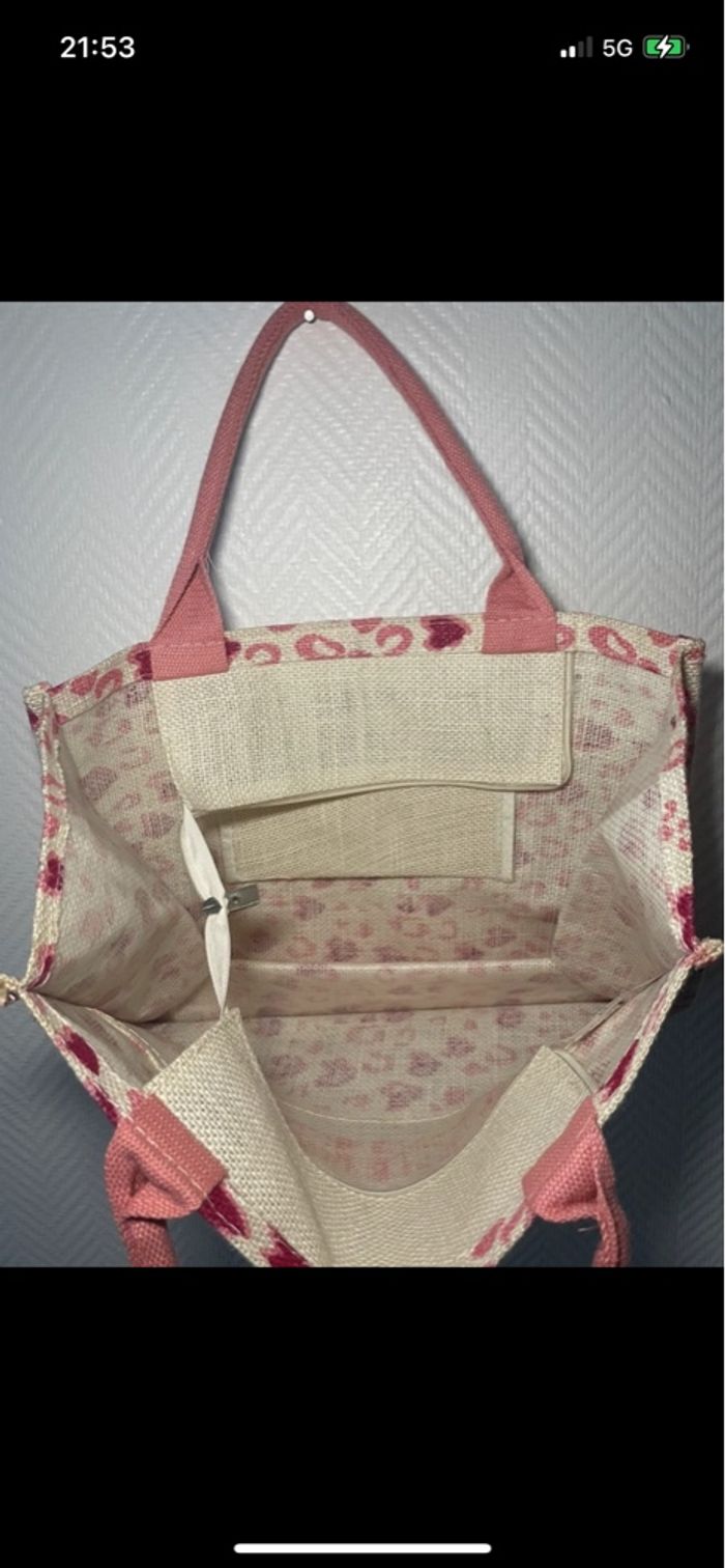 Sac cabas rose et blanc - photo numéro 6