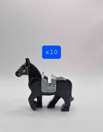 Figurines type lego 10 chevaux noir seigneur des anneaux / hobbit