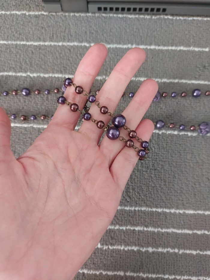 Parure collier et bracelet violet - photo numéro 2