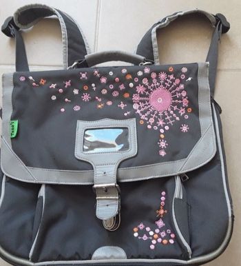 Cartable gris fleur fille TANN'S TBE