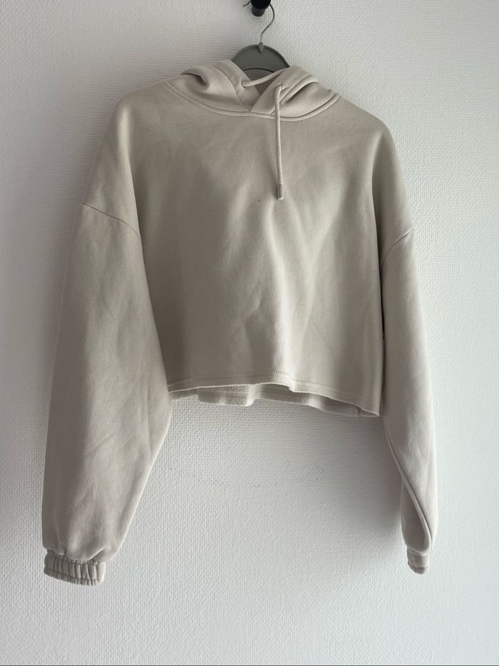 Sweat shirt a capuche écru