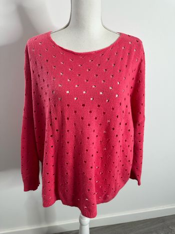 Pull oversize angora en maille ajourée rose T38 M