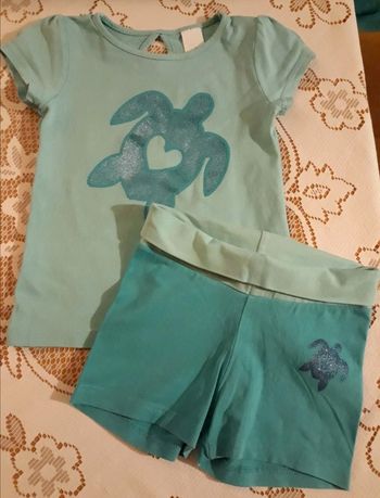 Ensemble tee shirt short bleu - Palomino - 4ans