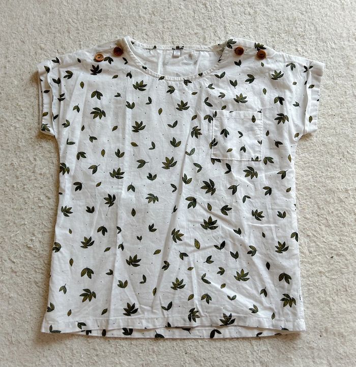 Top bloque mixte imprimé feuillage 8 ans