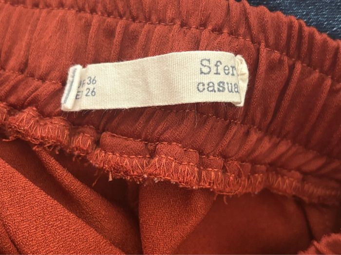Beau pantalon fluide brique/terracota satiné S 36 - photo numéro 6