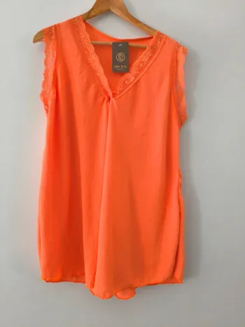 Débardeur orange avec dentelle – Taille 46-48 neuf