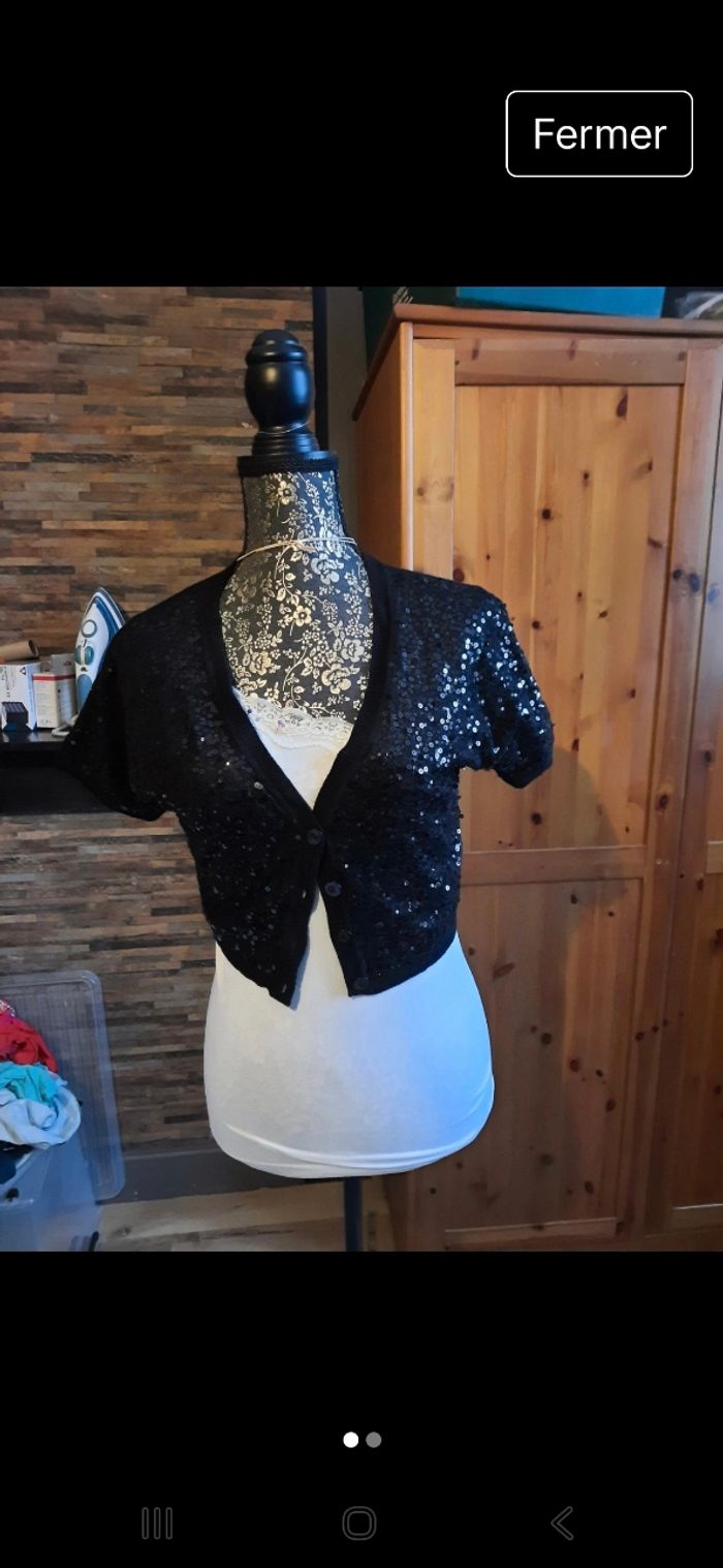 Bolero noir a sequins