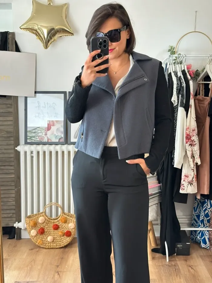 Veste Perfecto Lacoste noire et grise taille 36 - photo numéro 3