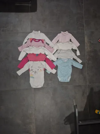 Lot de bodies manches longues fille 12 mois