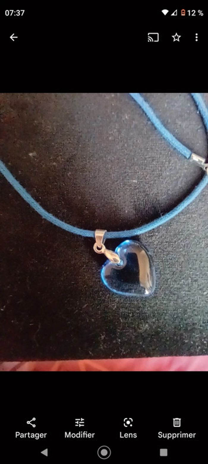 Collier lien et coeur bleu - photo numéro 2