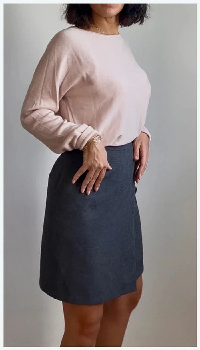 Jupe portefeuille gris anthracite vintage grey skirt t 36 très bon état - photo numéro 2