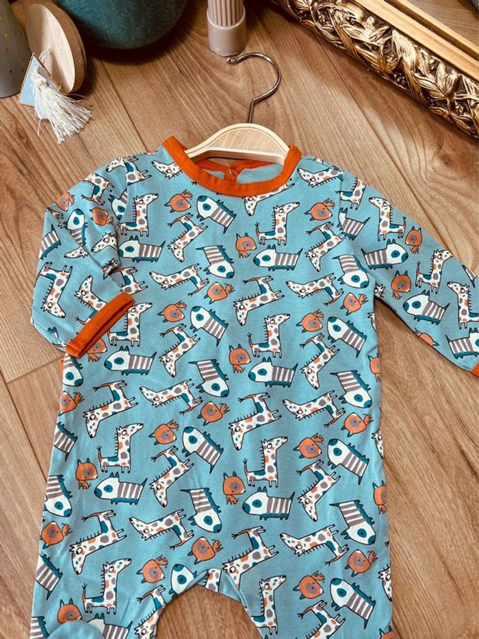 Taille 3 mois pyjama été garçon DPAM bleu turquoise et orange * animaux * 💙 - photo numéro 3