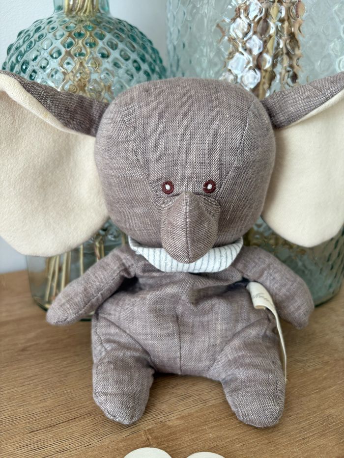 Peluche éléphant lin gris Abbas - photo numéro 2